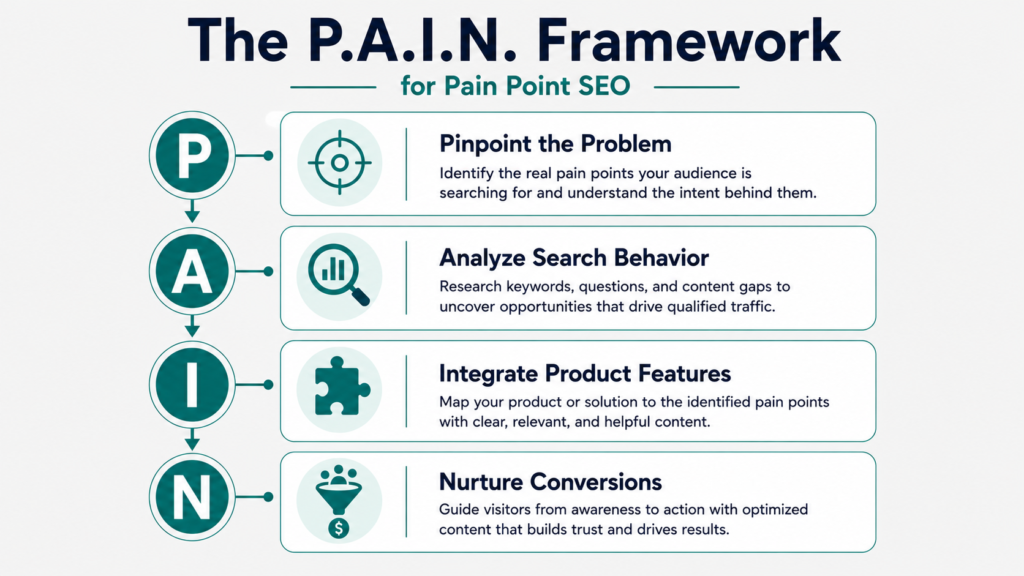 The P.A.I.N. SEO framework visual